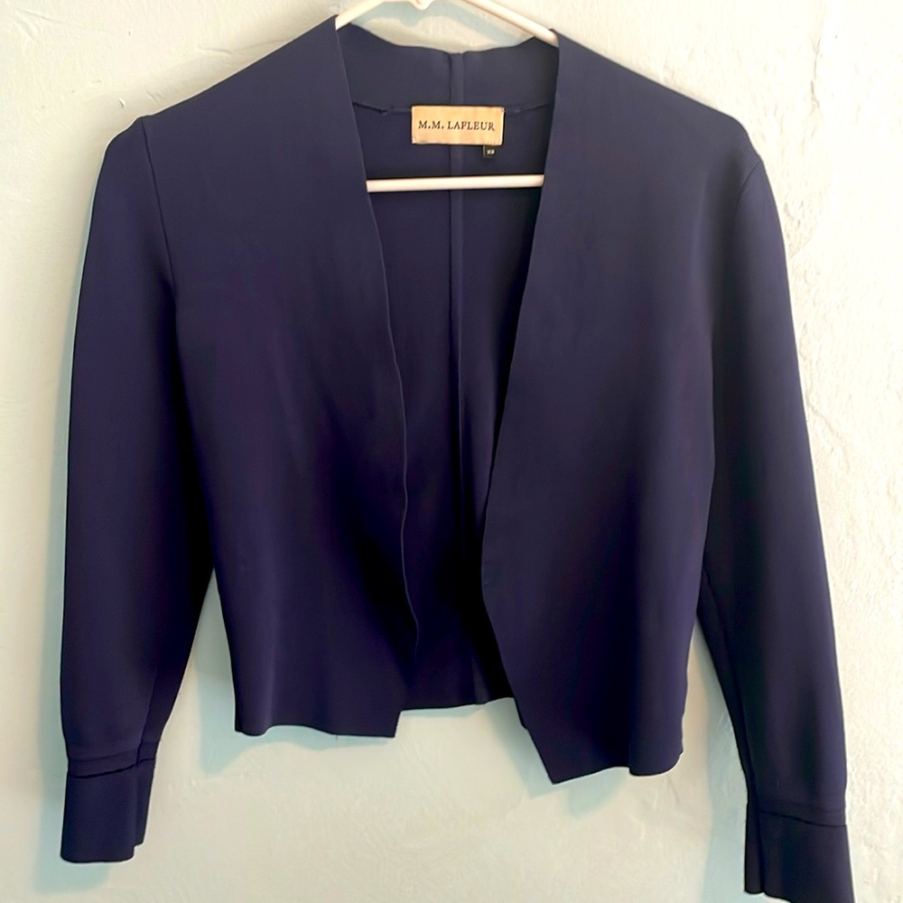 M M LaFleur navy cardigan in XS
